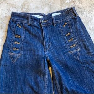 Pilcro and Letter press dark denim wide leg jeans